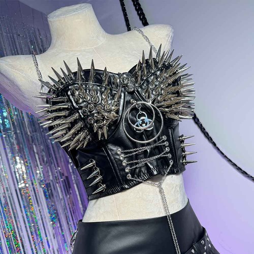 Grunge Goth Tachonado E-Girls Emo Punk Rock Cadena Y2K Halter Camisola TOPS - Imagen 7 de 14