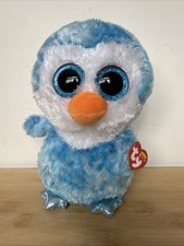 TY BEANIE BOOS ICE CUBE THE PENGUIN MEDIUM 9" TY BEANIE BOO STUFFED ANIMAL BLUE 