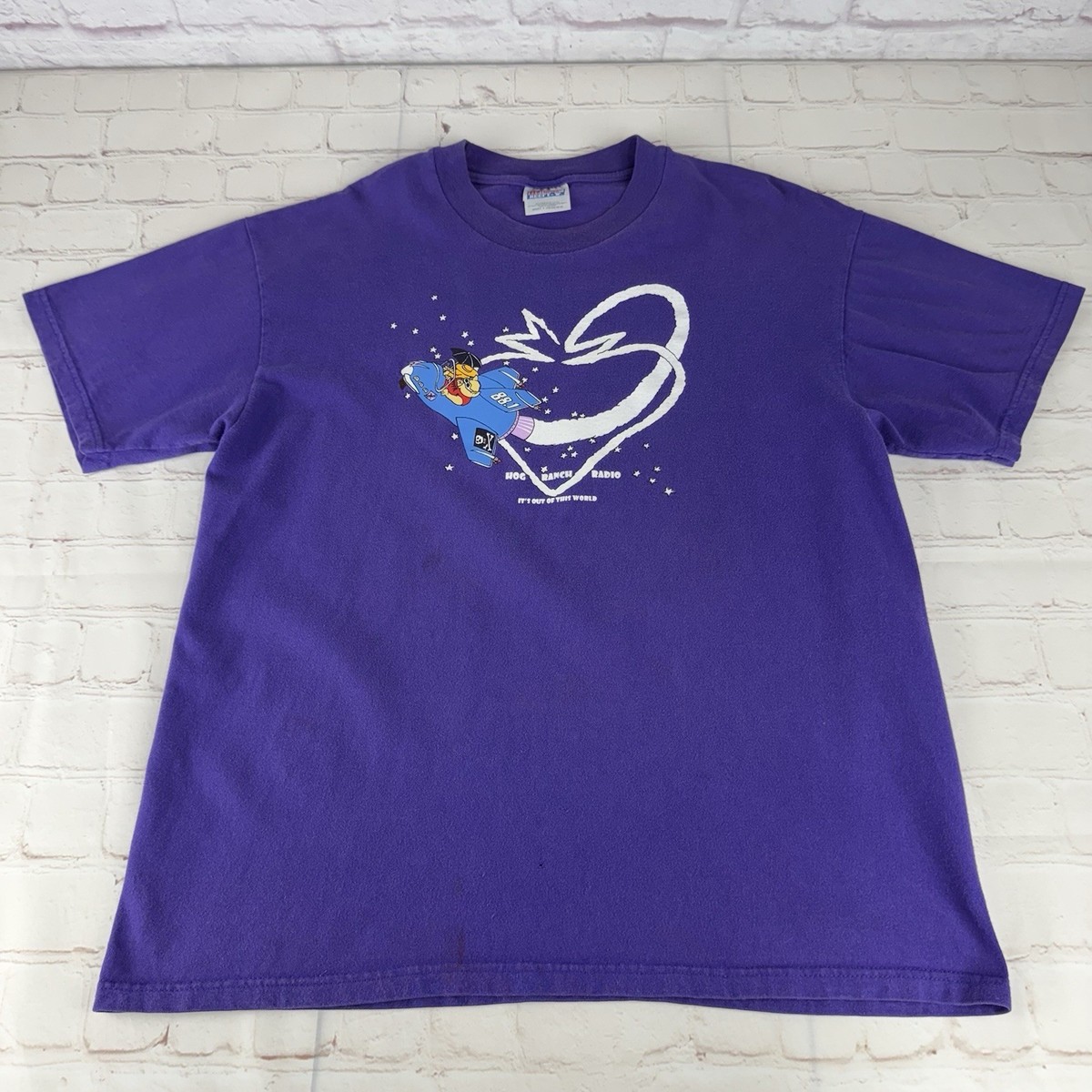 Vintage 90's Hog Ranch Radio 88.1 Hanes Beefy-T Purple T-Shirt