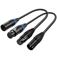 30cm XLR Female/Male 3 Pin to XLR Male/Female 5 Pin AUX Cord for Microphones