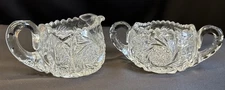 Stunning Set of 2 VTG Brilliant Cut Heavy Lead Crystal Sugar Bowl & Creamer