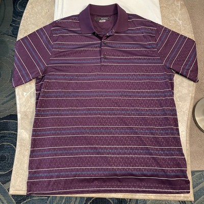 Greg Norman Play Dry Golf Polo Shirt Medium Mens Red Striped Short Sleeve M 