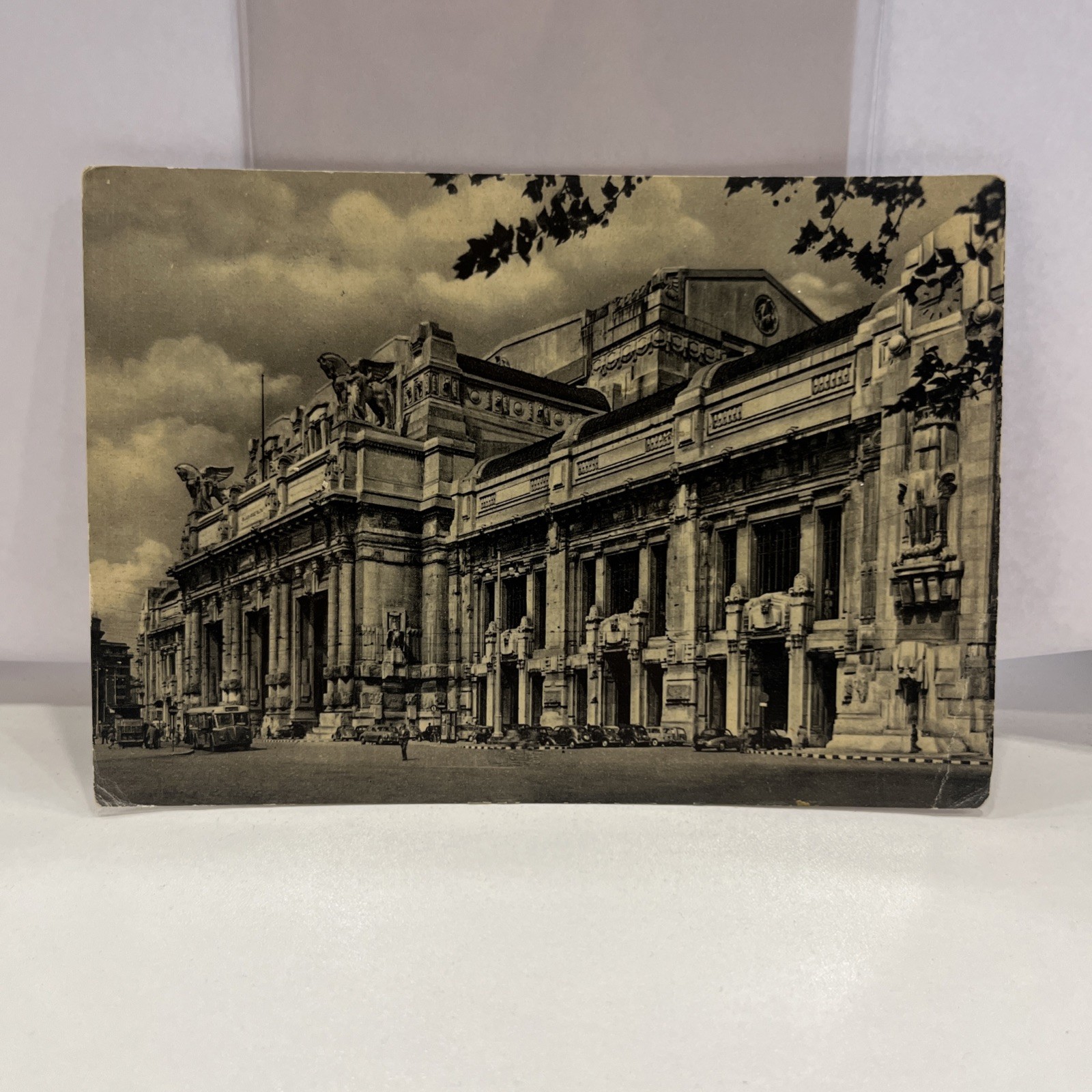 CARTOLINA BIANCO E NERO VINTAGE COLLEZIONE MILANO STAZIONE CENTRALE