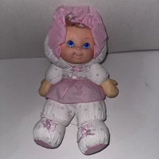 Vintage Fisher Price Puffalump Kids Baby Doll Pink Floral Blonde Blue Eyes 14  