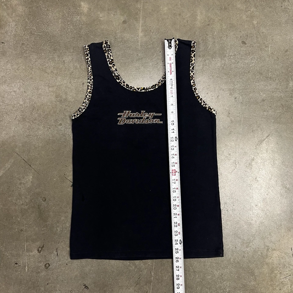 Camiseta sin mangas negra XL con estampado de leopardo guepardo guepardo Harley Davidson Y2K vintage años 90 para mujer Foto 4 de 4