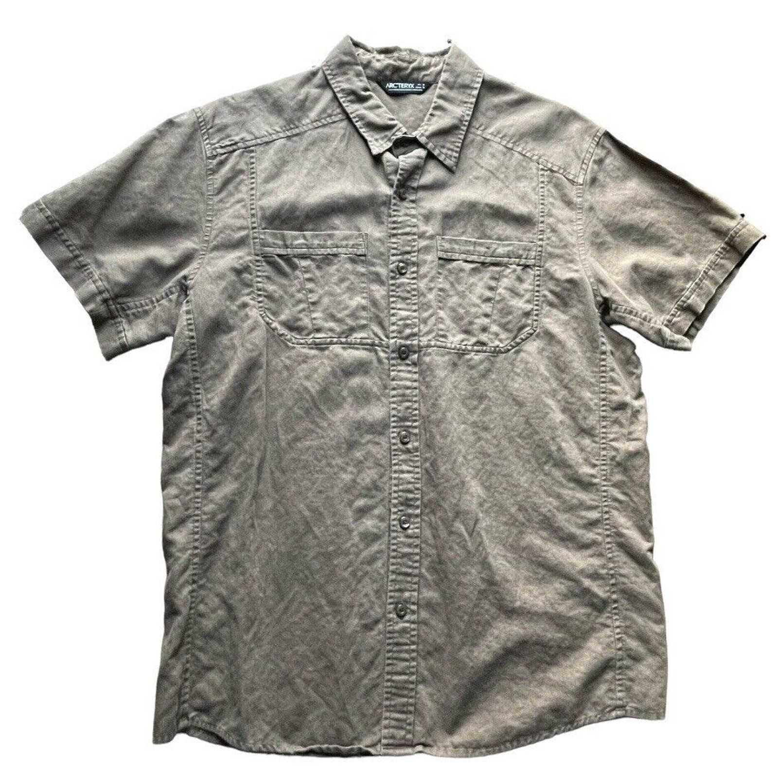 Camicia Arc'Teryx SS con bottoni misto lino logo marrone media uomo usata in ottime condizioni