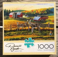 DARRELL BUSH HARVEST TIME PUZZLE 1000 Pcs 3 Deer Beautiful Farm Perfect