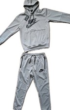 New Nike Swoosh Sweat Suit Pullover Hoodie  Joggers Men's Gray Small.