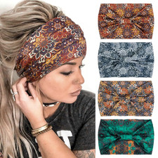 4 Packs Wide Headbands for Women Knotted Non Slip Fashion Floral Mandragora Prin