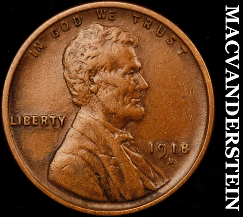 1918-D Lincoln Wheat Cent-Extra Fine Semi Key Better Date No Reserve #i1064