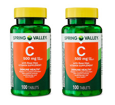 Spring Valley Vitamin C Supplement with Rose Hips Tablets, 500 mg, 200 Count