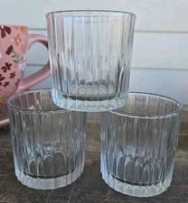 3 Duralex DRX7 Clear Ribbed 10oz Flat Tumblers Whiskey Glasses 3⅜"  France