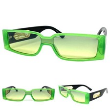 Futuristic Modern Contemporary Retro Party Rave DJ SUN GLASSES Sleek Green Frame
