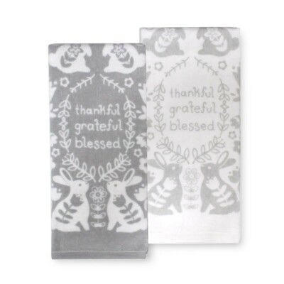 Celebrate Easter Together ~ Thankful, Grateful, Blessed Kitchen Towel 2-pk NWT 