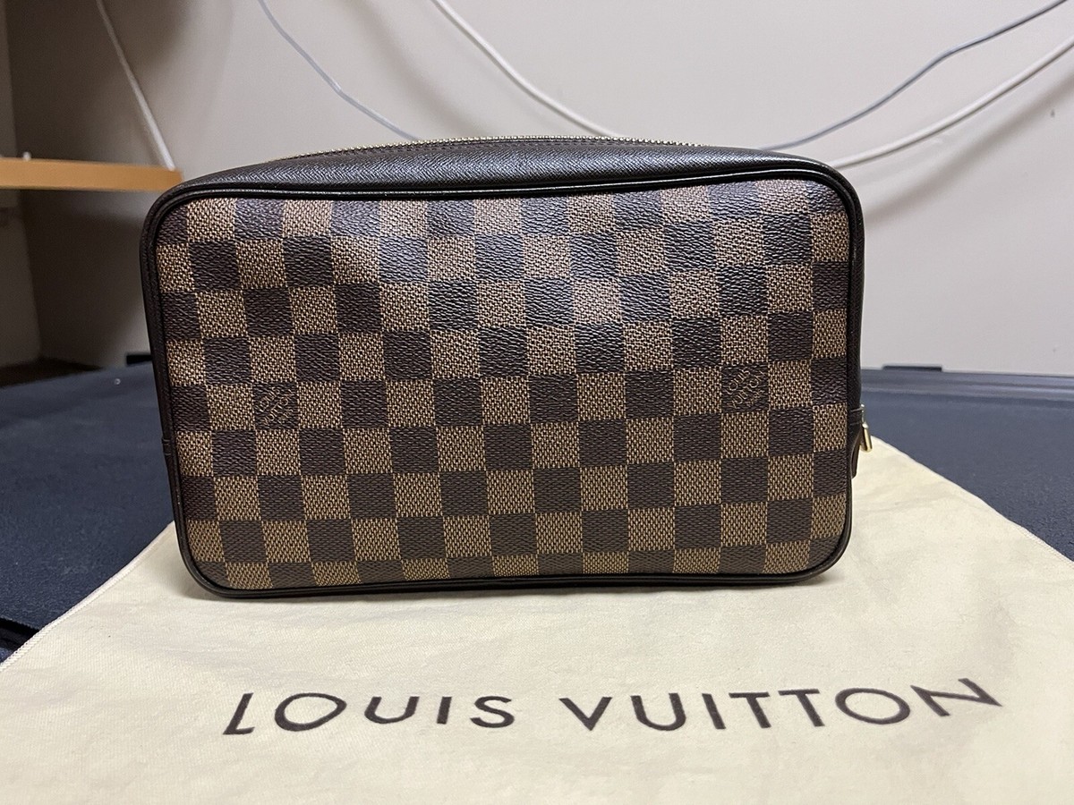 Louis Vuitton trousse toilette pouch damier ebene 25 brown authentic | eBay