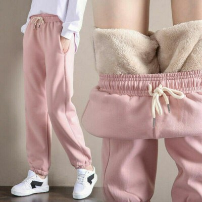 Women Outdoor Sweatpants Thicken Sherpa Fleece Lined Winter Plus Size Warm Pants | eBay