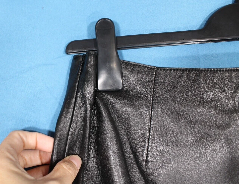 ISAAC MIZRAHI Forrado CUERO LATERAL NEGRO Dardos Cremallera Lápiz/FALDA RECTA Talla 8 Foto 4 de 4