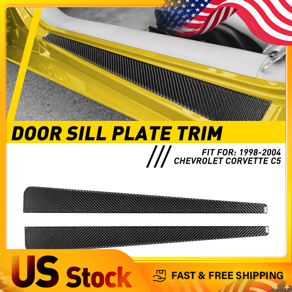 2X Carbon Fiber Door Sill Interior Accent Trim For C5 Corvette 1998-2004 3
