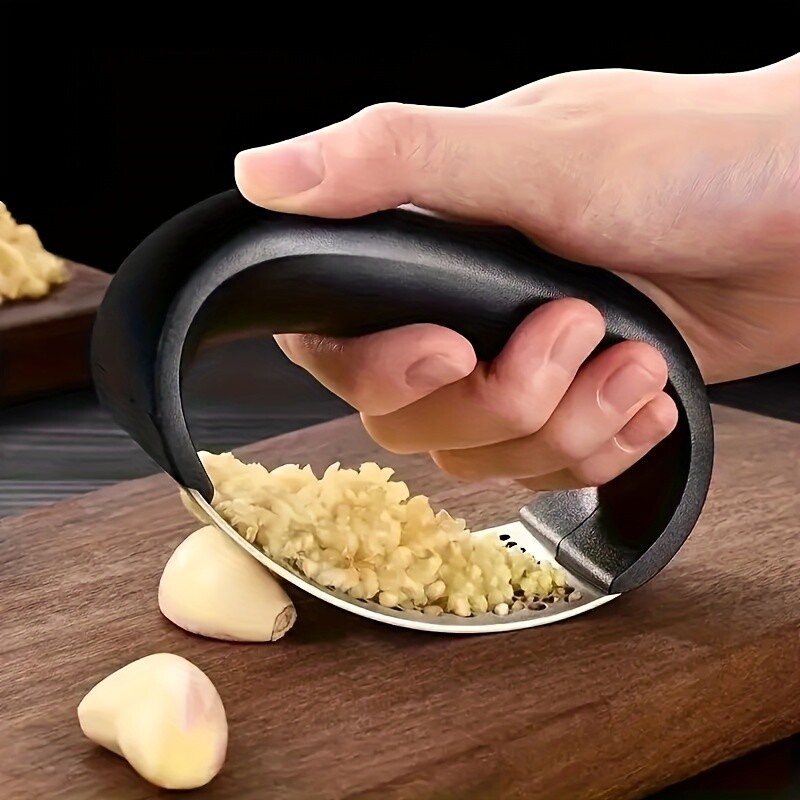 1pc Stainless Steel Garlic Rocker Press - Easily Crushing,Durable Kitchen Gadget-image