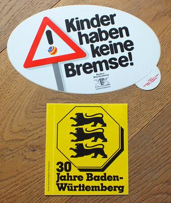 2 x sticker decal 30 years Baden Württemberg children have no brake 