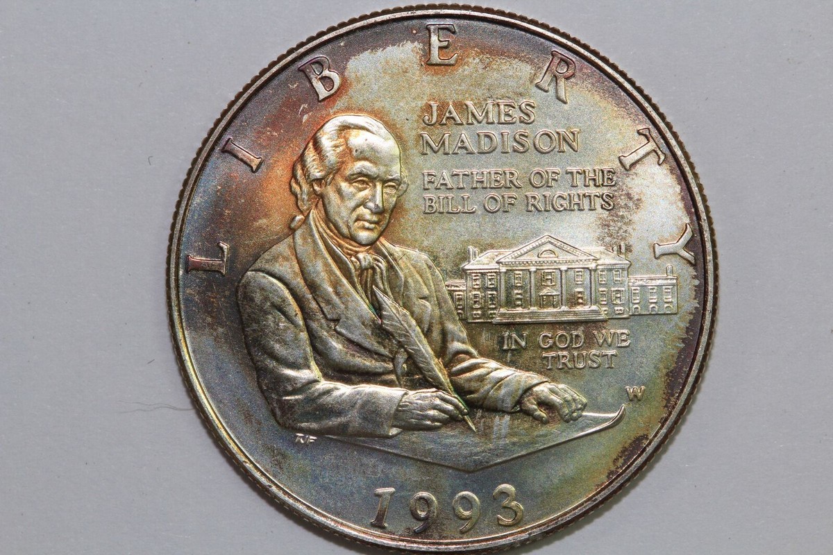 1993 US Mint James Madison Commemorative 90% Silver Half Dollar BU