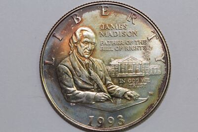 1993 US Mint James Madison Commemorative 90% Silver Half Dollar BU
