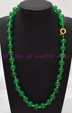 AAA New Fashion Natural 10mm Green Jade Gemstone Round Beads Necklaces 18"