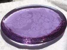 Fire & Light 8" Lavender  Recycled Glass Cheese/Cake/Candle Plate -READ