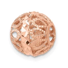 14k Rose Gold Diamond-cut Filigree Ball Chain Slide Pendant 1.43g for Mom