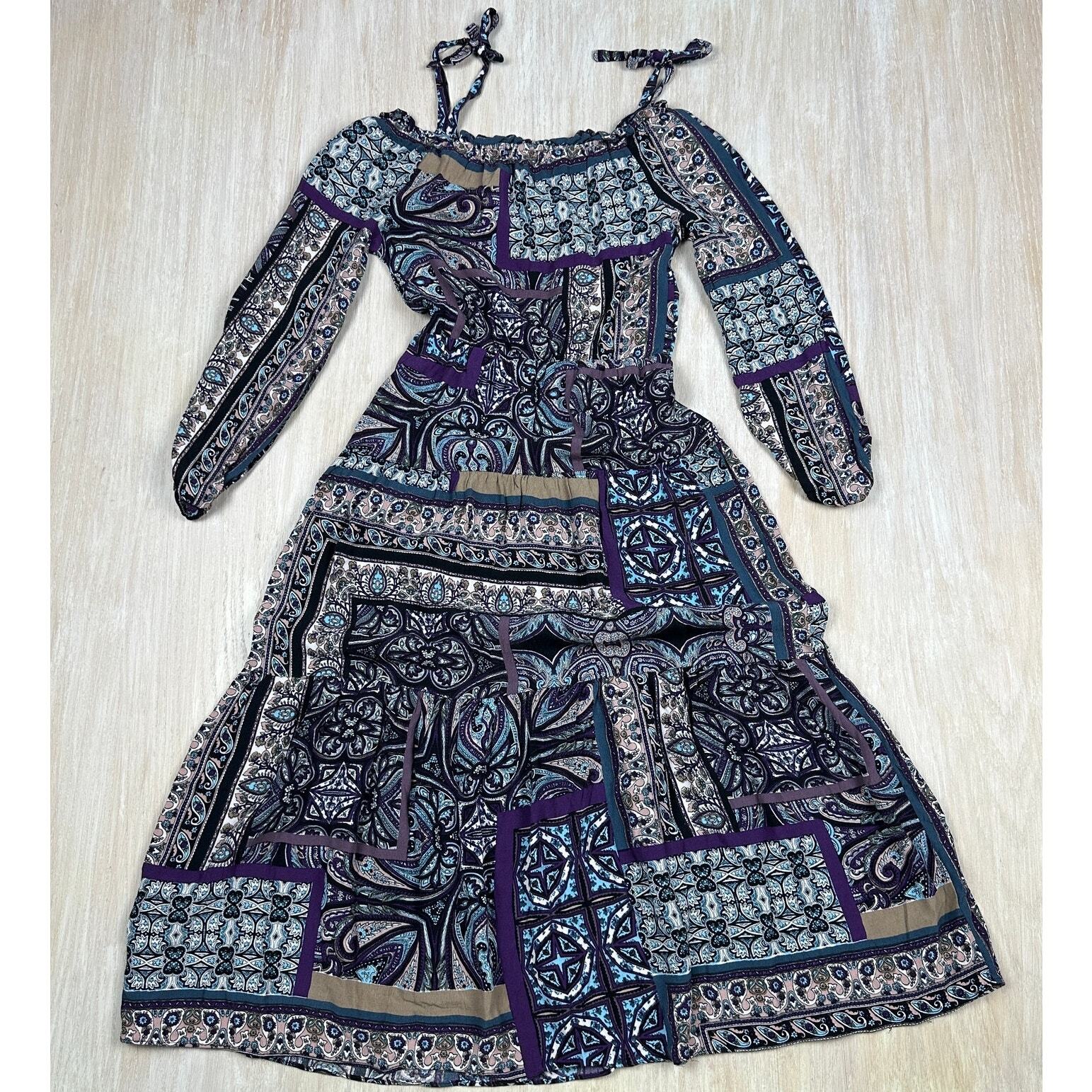 ASOS Patchwork Boho Romantic Cold Shoulder Cottag… - image 13