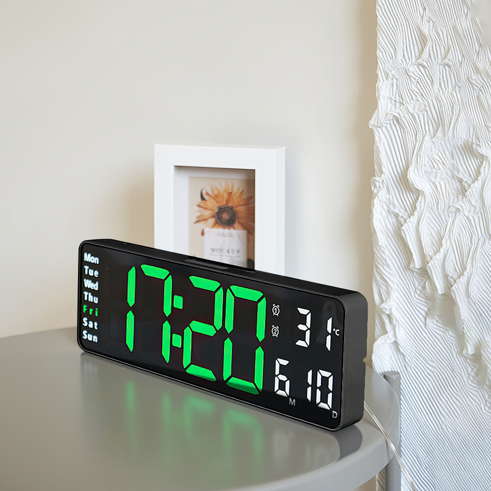 Large Digital Wall Clock Alarm Desk Clock Calendar / Date /Temperature