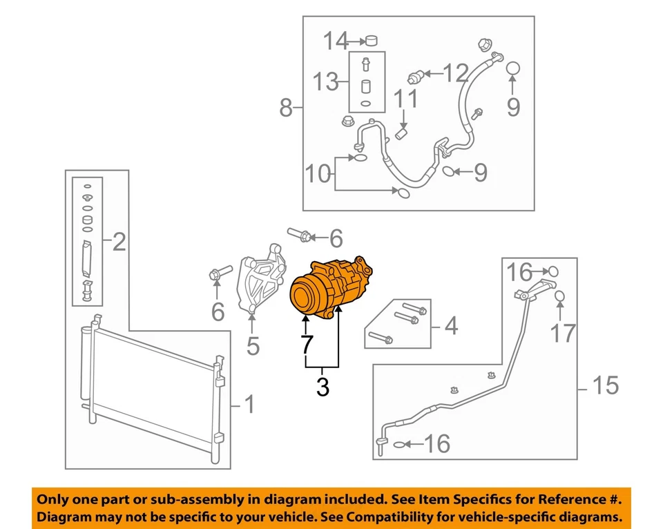 Used A/C Compressor fits: 2014 Chevrolet Camaro 3.6 Grade A Foto 3 de 4