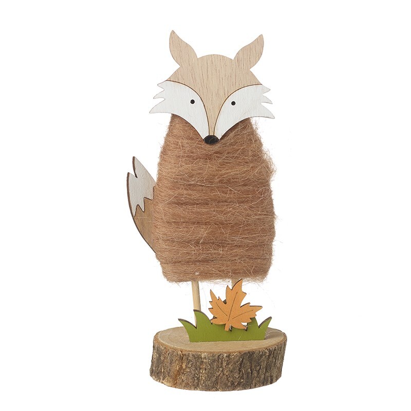 Heaven Sends Rustic Fox on Log Slice Christmas Decoration Autumnal Homeware