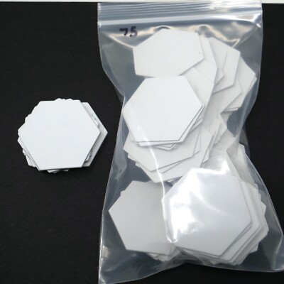  X75 - Blank 2  Hexagon Hex Board Game Tiles Markers D&D Uncoated 1mm