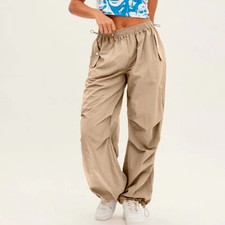 Women's High Waist Straight Wide Leg Cargo Pants, Loose Casual Trousers
