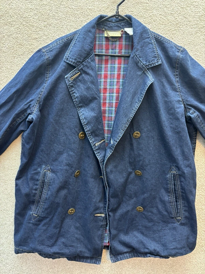 Chaqueta de Tareas de Colección Liz Claiborne Lizwear Denim Mediana Cuadros Abrigo de Granero Náutico Foto 2 de 4