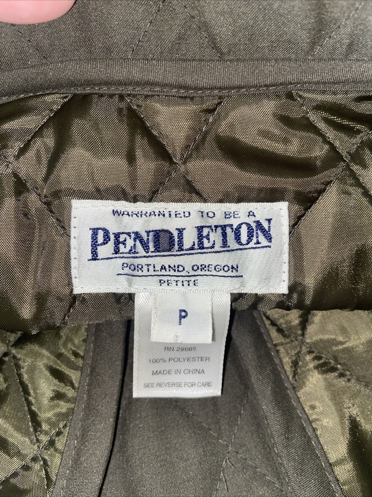 Pendleton Army Green Quilted Button Up Collared W… - image 6