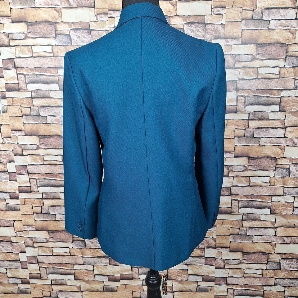 Vintage Sears Perma Prest Blazer Jacket Womens 10 Green Polyester 2 Button - Image 3 of 4