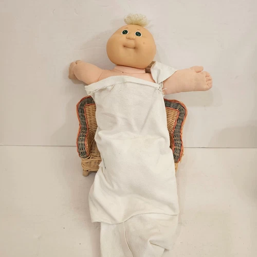 Vintage Cabbage Patch Kids Preemie Blonde Tuft Blue Eyes Baby Doll Signed