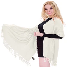 Ivory Solid Color Design Shawl Scarf Wrap Stole Throw Pashmina CJ Apparel *NEW*