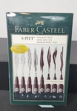 Faber-Castell 8 Pitt Black Artist Pens Markers 