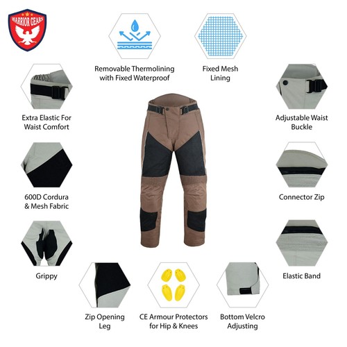 Warrior Motorcycle SUMMER MESH 600D Cordura Textile 3M Breathable Armour Trouser - Picture 28 of 44