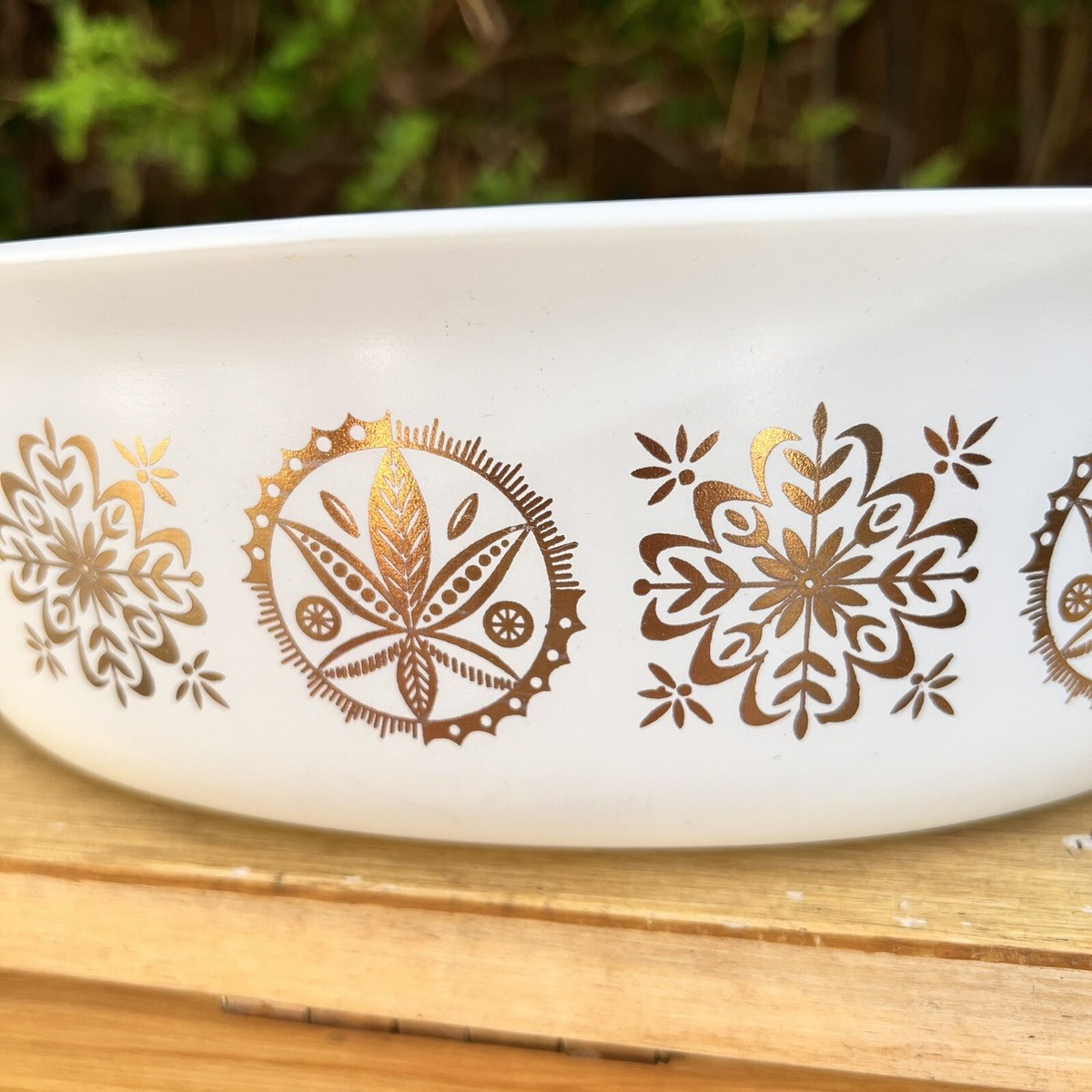 Rare 1958 Pyrex 045 Promotional Qt Casserole Dish Gold Hex Pattern Retro