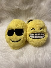 Slippers Girls Size Small 11-12 Yellow Emoji Slip On Shoes