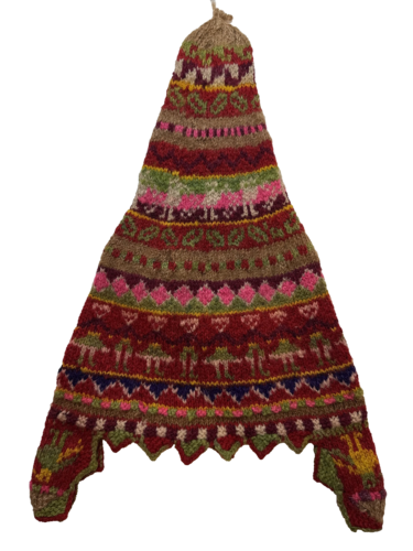 Vintage Peruvian Chullo Yarn Hat SMALL Ear Flaps Pointed flop Over Handmade H4A