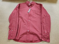 NWT J.Crew Mens Secret Wash Red Cotton Poplin Stretch Slim Untucked Shirt Medium