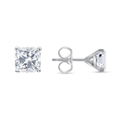 3/4 Kt Cushion Lab Grown Diamant Ohrringe Ohrstecker 14K Weißgold E/VS Martini Push