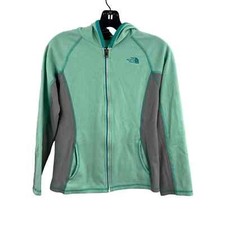 The North Face Girls Aqua Blue Fleece Zip Front Jacket Large