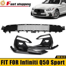 Front Bumper Lower Grille w/ Fog Light Covers For 2018-2022 Infiniti Q50 Sport