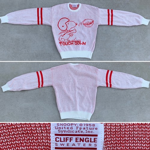 Maglione maglia vintage Snoopy Football United Feature Syndicate Cliff Engle taglia L - Foto 9 di 24